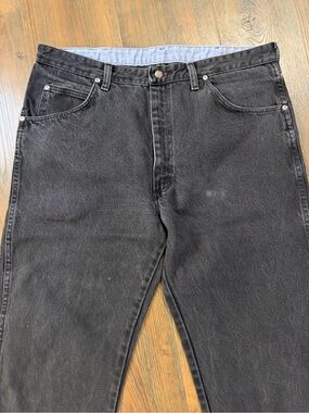 Wrangler Men's Straight Black Jeans - Classic Black Denim Size 36x32